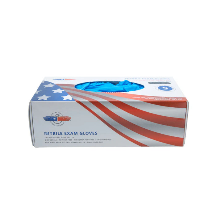 American Made 5mil Blue Nitrile Exam Gloves, Chemotherapy Drug Tested, Ambidextrous