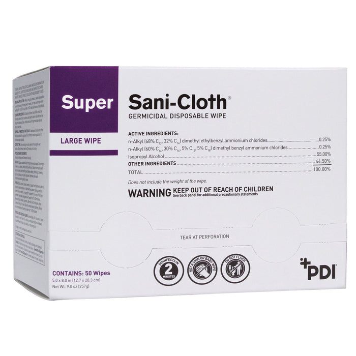 Surface Disinfectant Super Sani-Cloth® Germicidal Wipe 50 Count Individual Packet